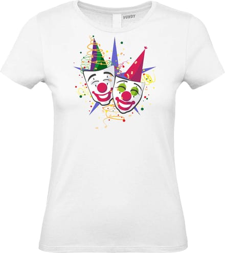Dames T-shirt Carnaval Masker | Carnaval | Carnavalskleding Dames Heren | Wit | maat S
