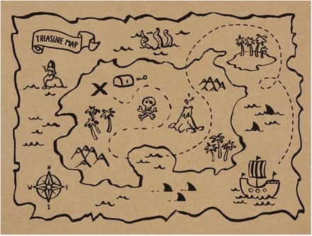 PARTYDECO - 6 papieren kraft schatkaart placemats