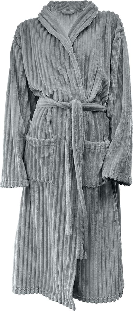 Eleganzzz Teddy Rib Fleece Uni Badjas - Dark Grey - S - Badjas Dames - Badjas Heren