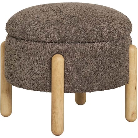 House Collection Bouclé Poef + Opbergbox Stellan Bruin