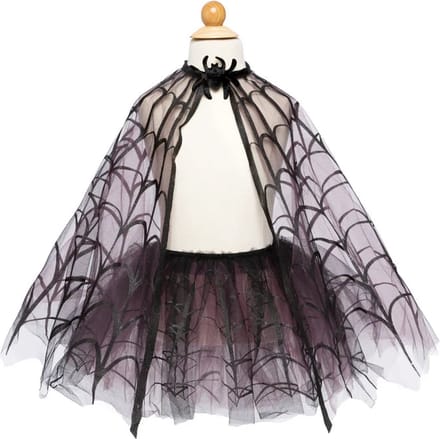 Great Pretenders Verkleedkledij Spinnenweb Cape met tutu - 4-6 jaar - Zwart