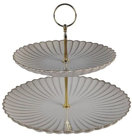 Bricard Paris Etagère - 2-Laags - Porselein - Wit/Goud