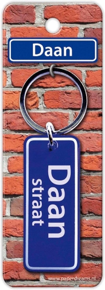 Paper Dreams Sleutelhanger Straatnaam Daan 9 Cm Staal Blauw