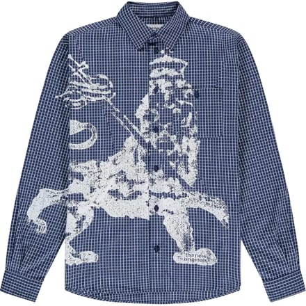 Geruite en bedrukt shirt The New Originals Lion Button