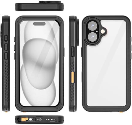 Eiger, Geschikt voor Apple iPhone 16 Plus IP68 Ultra Robuuste 360° Voor & Achterkant Shell, Transparant