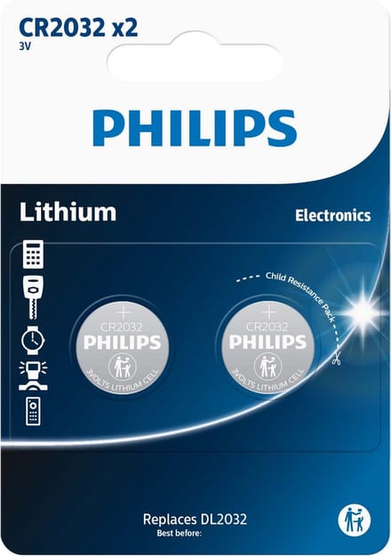 Philips - Philips Lithium Batterij CR2032 - 2 stuks