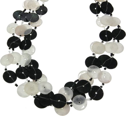 Behave - Zwarte witte schelpen ketting met verlengketting - 44 cm + 7,5 cm