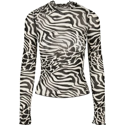 Urban Classics - AOP Mesh Turtleneck Longsleeve top - L - Wit/Zwart