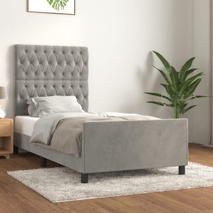 vidaXL - Bedframe - zonder - matras - 100x200 - cm - fluweel - lichtgrijs