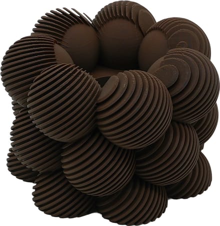Waxinelichthouder Bubble Schuin Gestreept - Chocolade Bruin - 3d geprint - Moderne woonaccessoire - Stijlvolle waxinelichthouder
