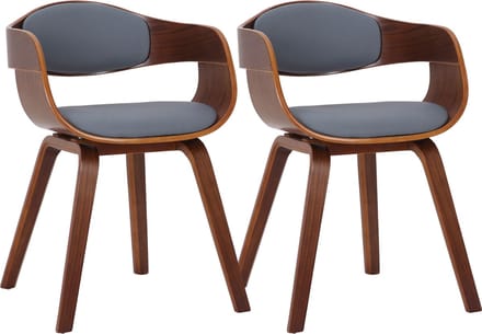 CLP Kingston Set van 2 Stoelen - Kunstleer - walnoot/grijs