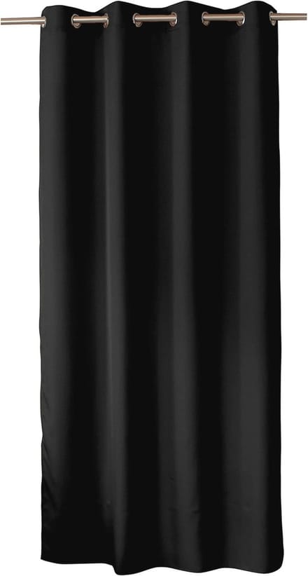 Gordijn met 8 Ringen van Verchroomd Metaal - Polyester 140 x 240 cm - Wasbaar - Zwart