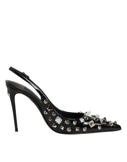 Dolce & Gabbana Zwarte Geknoopte Leren Hakken Slingbacks Schoenen