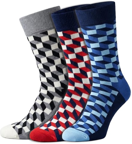 Voordeelbundel - 3 paar Happy Socks - Filled optics - Heren & Dames - Katoen