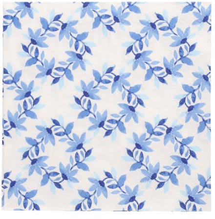 10x 20 Servetten 3-laags 1/4 vouw 33 cm x 33 cm Blue Wreaths
