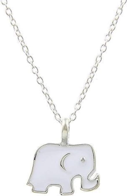 Fako Bijoux® - Ketting - Olifantje Wit - Zilverkleurig