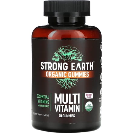 YumVs, sterke Earth biologische gummies, multivitaminen, bessensmaak, 90 gummies