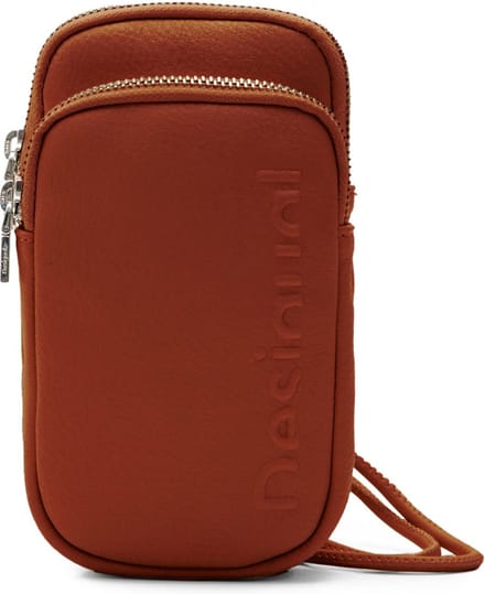 Desigual Telefoontasje Half Logo SS24 Delphine Phone Bag Leather West Bruine