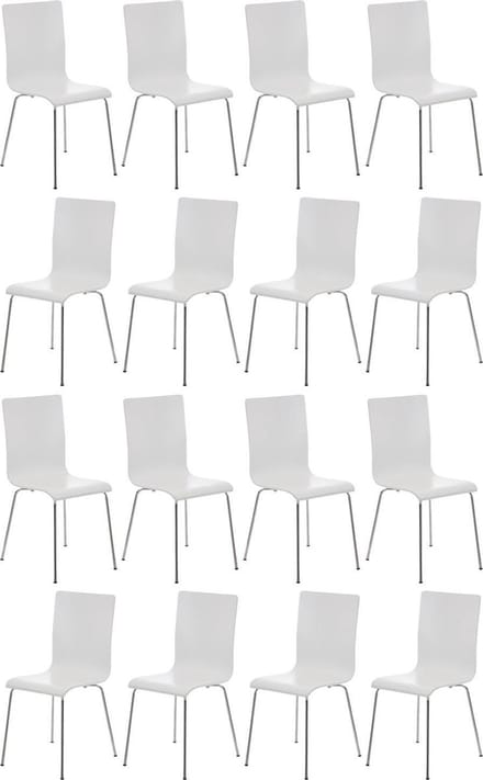 CLP Pepe Set van 16 Wachtkamerstoelen - Houten zitting wit
