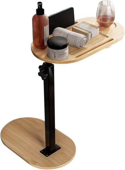 Badkuip Tafel - Bad Accessoire - Ontspanning Thuis - Verstelbare Hoogte - 44-80 cm - Houtkleur