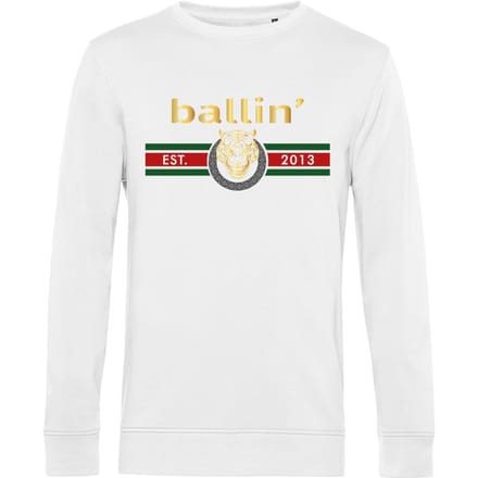 Heren Sweaters met Ballin Est. 2013 Tiger Lines Sweater Print - Wit - Maat S