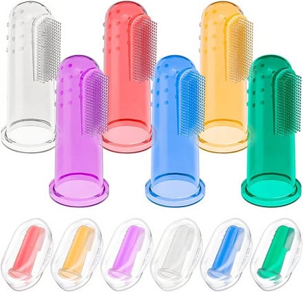 Zachte vingertandenborstel voor baby's - 6 stuks met opbergcase