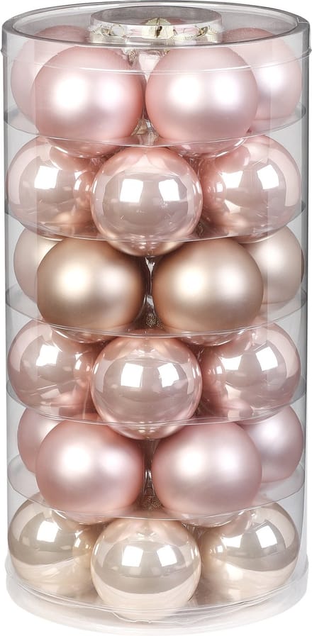 Inge Christmas Kerstballen - 30x - lichtroze - D6 cm - glas - mat/glans - kerstversiering