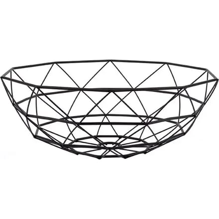 Fruitschaal Diamond Cut Zwart van Present Time Ø 35 - H 13 cm