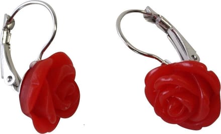 Behave - Oorbellen met Rood Roosje - Elegant en Tijdloos Design