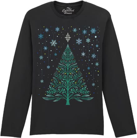 Kerstmis Christmas Night Snowy Tree The Coloured House Longsleeve T-shirt M