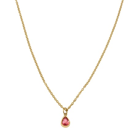 Essenza Pink Drop Charm Necklace Gold