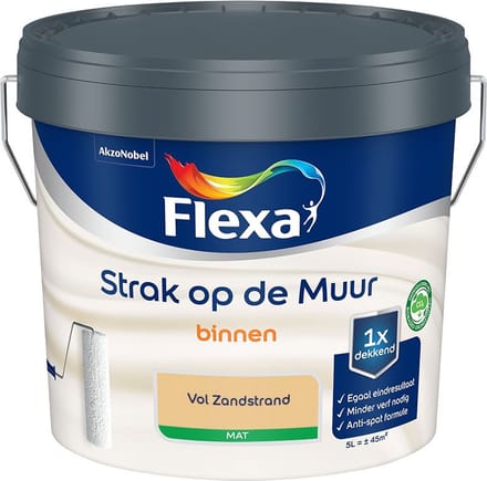 Flexa - Strak Op De Muur Binnen Mat - Vol Zandstrand - Mengverf - 5 L