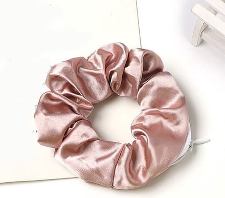 Satijnen Scrunchie met Rits - Roze