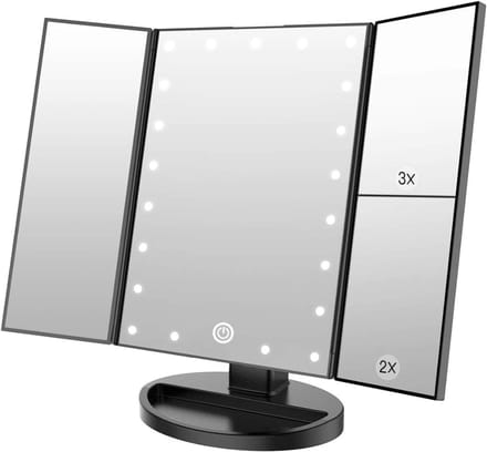 DVDSS® Make up spiegel - Met 21 led-lampen - touchcreen bediening - 34,5 x 24 centimeter - Zwart