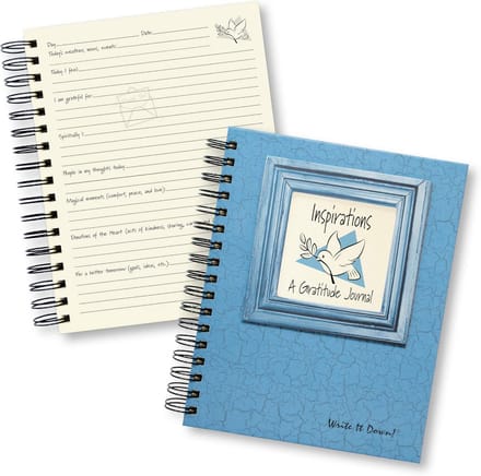 Dankbaarheidsdagboek met Blauwe Harde Kaft - Begeleide Prompts en Gerecycled Papier