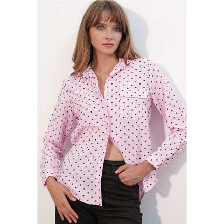 Overmaatse Geprinte Stipjes Woven Shirt