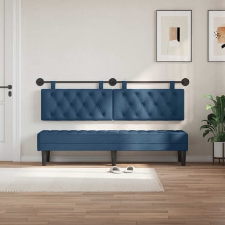vidaXL - Hangend - hoofdbord - Blauw - Stof