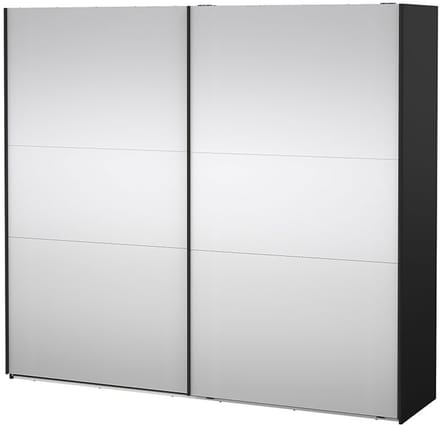 Como schuifdeurkast 2 deuren met spiegel 245x220cm mat zwart.