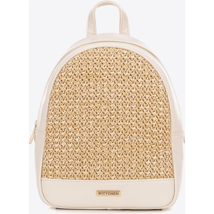 Wittchen Damesrugzak met weefpatroon, crème en beige, eco-leer