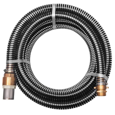 vidaXL - Zuigslang - met - messing - koppelingen - 4 - m - 25 - mm - zwart