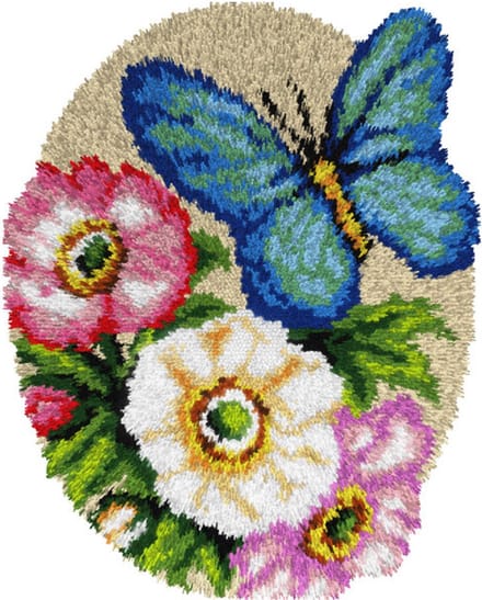 KNOOPKLEED ORCHIDEA - VLINDER MET VIOOLTJES - 49 x 61 cm