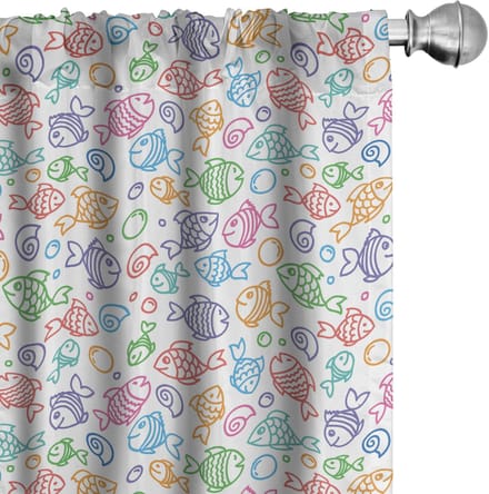 ABAKUHAUS Visgordijnen – 2x75x245 cm – Microvezel, Halfdonkerend, Meerkleurig