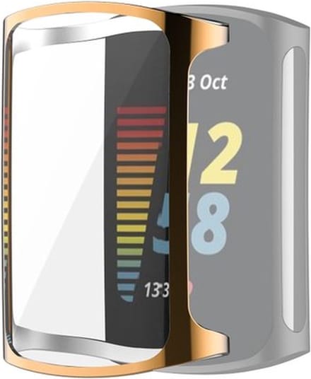 By Qubix - Geschikt voor Fitbit Charge 5 - Fitbit Charge 6 siliconen case (volledig beschermd) - Rosé goud