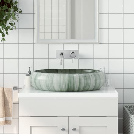 vidaXL - Opzetwasbak - ovaal - 59x40x15 - cm - keramiek - groen