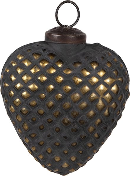 Clayre & Eef Kerstbal Overig 8x4x9 cm Zwart Glas Kerstballen