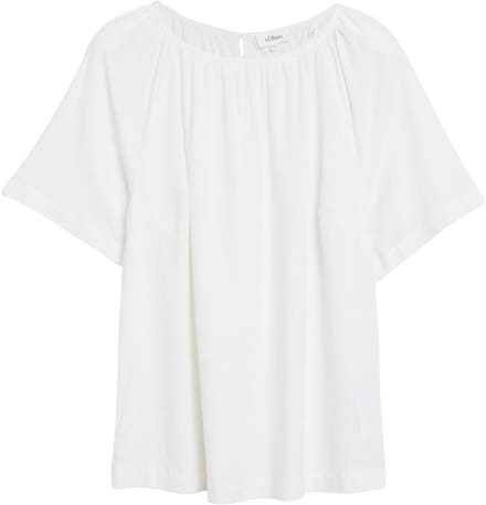 Korte Mouwen Linnen Mix Blouse met Plooien en Strik Dames s.Oliver