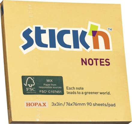 Stick'n sticky notes - FSC - 76x76mm - Pastel Oranje - 90 memoblaadjes