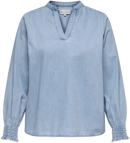 ONLY CARMAKOMA CARMETTA LS DNM SHIRT Light blue denim maat 48