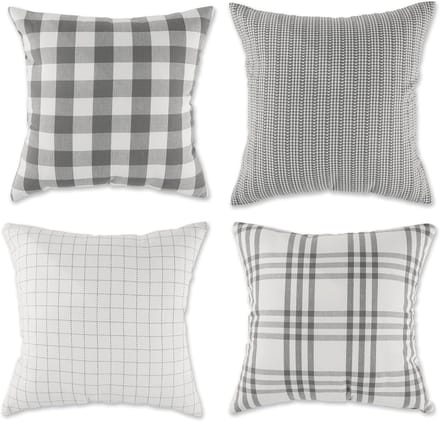 Set van 4 Decoratieve Kussenslopen 45x45 cm Grijs Boerderij Stijl