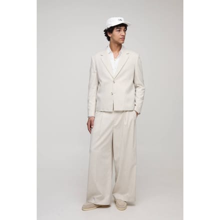 Recht gesneden visgraat blazer met elastische zoom pak | Light Grey | Size Large